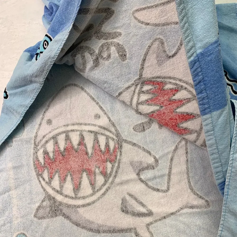 Earth Nymph Design Lot of 2 Kid Hooded Towels Shark Bite Me Hawaii Kauai